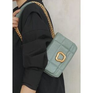 Songmont mini chocolate bag purse placid blue aqua gold - EUC